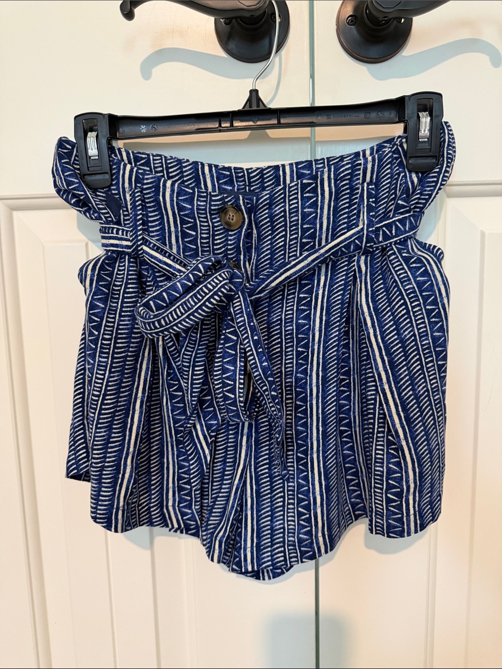 New Navy & White Shorts with Removable Tie